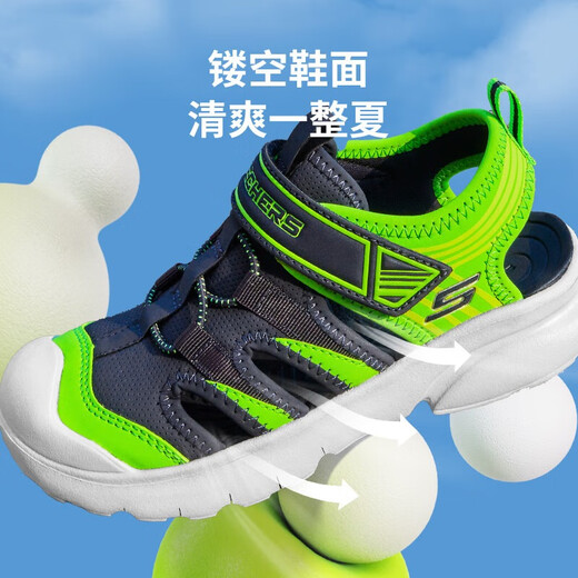 Skechers Skechers children's toe sandals boys' shoes summer lightweight non-slip boys' big head beach shoes 406511L black/blue/lemon/BBLM 36