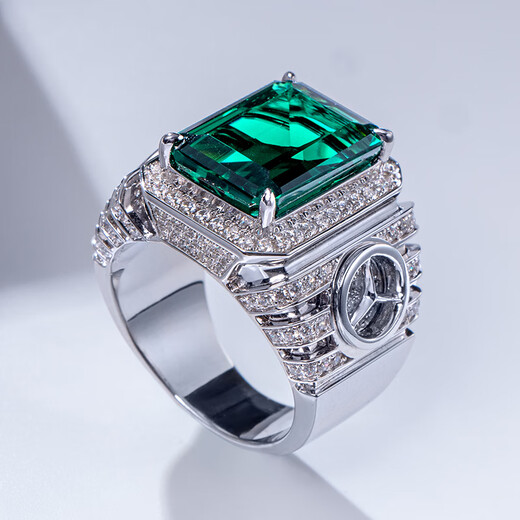 Guanpuge Fat Donglai same style men's platinum ring covered with silver pt950 cultivated emerald index finger men's trendy brand sense luxury car logo platinum covered with silver-Mercedes-Benz car logo No. 18-21