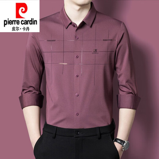 Pier Cardin High-End-Tochter Hochzeitskleid Papa Outfit Langarmed Shirt Junge mittleren Schwiegervater mittleren Alters Hochzeits Bankett Kleid Zodiac Year Red Shirt Red 6627 M 165/105