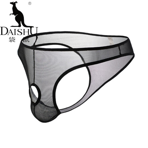 袋鼠（DaiShu）男士网纱三角丁字裤透明全透欧美版型低腰 红色 2条 均码 F码