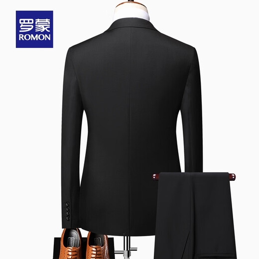 Luo Meng suit suit men's business slim suit men's professional formal small suit groom's best man's wedding dress jacket black two buttons suit + trousers 3XL (190) (suitable for 170-180 Jin Jin equals 0.5 kg)