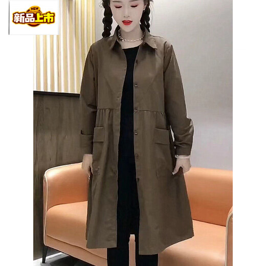 Chujing Casual Temperament Mid-Length Windbreaker Women's 2025 New Korean Style Loose Fashionable Western Style Versatile Thin Jacket + Black + New Spring and Autumn Windbreaker M Recommended Weight 95-120 Jin Jin is equal to 0.5 kg