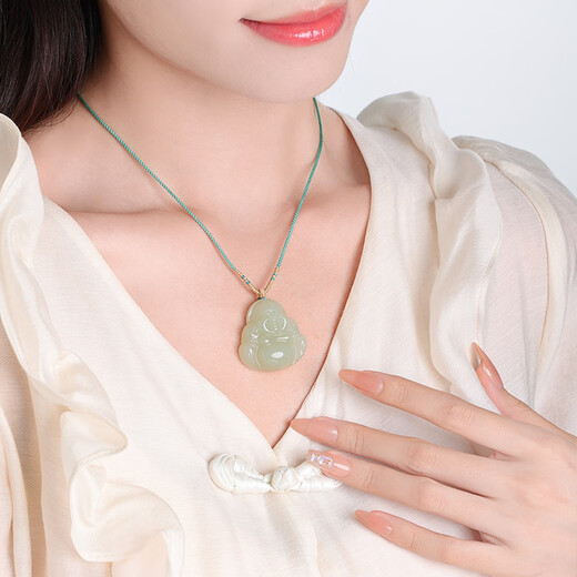 Zhou Taisheng Hotan Jade Buddha Necklace Couple Peace Buddha Pendant Pendant Birthday Gift for Boyfriend and Girlfriend