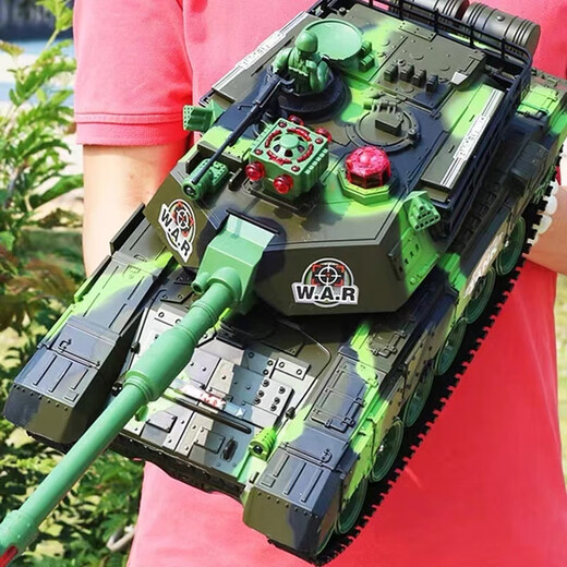 Wanre Extra Large Fernbedienungspanzer Spielzeugladeladjungen simulierte Fernbedienungsstrecke gegen Kinder Tucker Fernbedienung Car Man Story Model Raded 33 cm [Military Green] E-Commerce-Installation Standardpaket [eine 600-mAh-Batterie]
