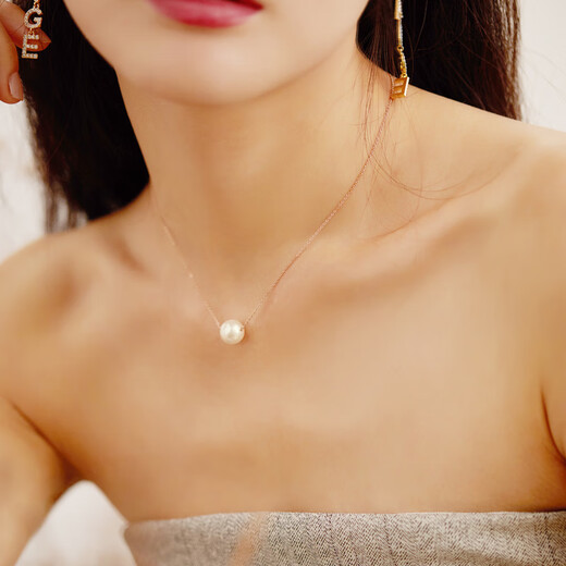 Fat Donglai's same style pearl necklace single simple light luxury niche necklace clavicle chain temperament exquisite fashion rose rose gold chain length 38+5cm+milk white pearls 10