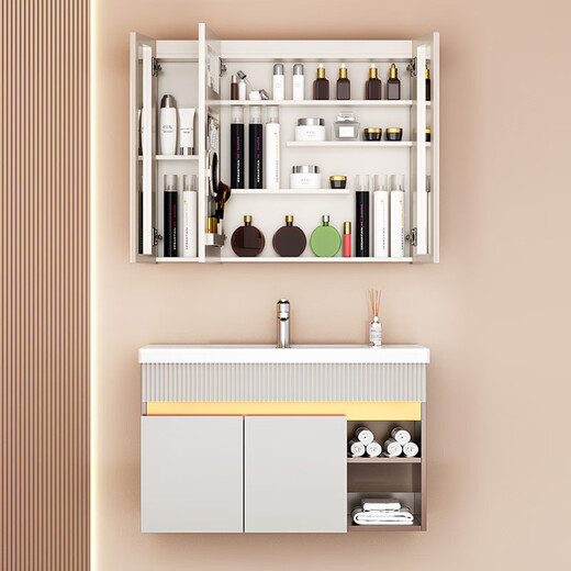 Hengjie Salle de bain Ceramic Basin Integrated Bathroom Armoire de salle de bain Salle de bain Crème de style lavabo à lavabo