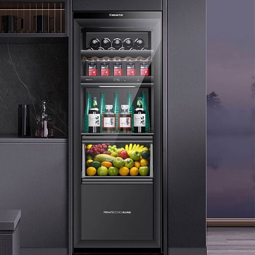 Ледяной бар Casarte большой емкости с воздушным охлаждением, без заморозков, первоклассная энергоэффективность, нулевой уровень, ультратонкий встраиваемый домашний офис, охлаждение и заморозка, многофункциональная многотемпературная зона, преобразование частоты, энергосберегающая машина для льда с открыванием, черный обсидиан | три температурные зоны | с нулевым вложением | вышибная дверь 251L