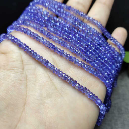 Li Shen natural tanzanite necklace high ice transparent blue and purple faceted disc beads diy handmade semi-finished loose beads faceted disc beads about 34mm long about 3840