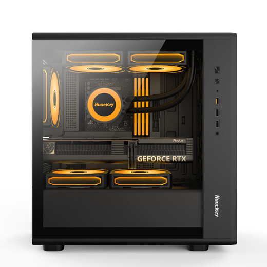 Huntkey G63 Halberd châssis en verre transparent latéral carte mère M-ATX/carte graphique longue/refroidissement par eau 360 châssis hôte d'ordinateur de bureau G63mini/verre encliquetable G63mini noir (longueur de la carte graphique limitée à 32 cm/refroidissement par eau 240)