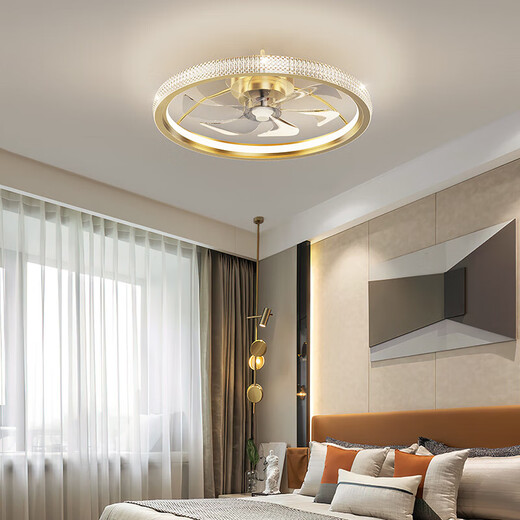 XMSJ lighting fan light ceiling fan light master bedroom room ceiling light new style restaurant fan with lamp 12004 black + white 55CM pole