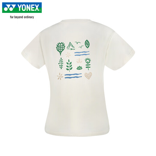 
YONEX2025 new Yonex badminton uniform quick-drying short-sleeved men's and women's T-shirts environmentally friendly series sports top 16833 women's 16835CR ice beige 2XL
