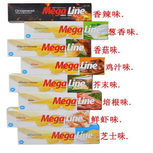 Aston Maika Bielorruso Papata Chip Fabor Megaline Strip Long Strip Amante de caja genuina Bocadillos Hinchados 100G