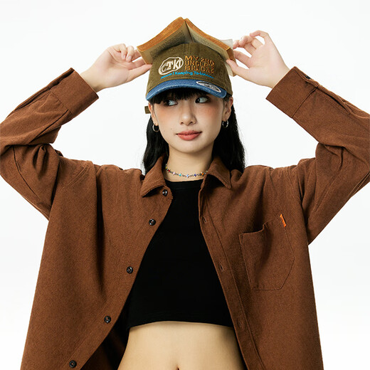 MINISO long-sleeved shirt men's corduroy autumn trend versatile breathable shirt simple style loose casual jacket men's coffee color (blank) XL 180 (weight 140-160Jin Jin is equal to about 0.5 kg)