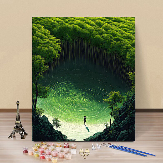 龙觇治愈系风景数字油画diy手工填色治愈高颜值ins风客厅装饰画 Z-677遗忘的空间 60*75内框+笔颜料+挂钩(无边框)