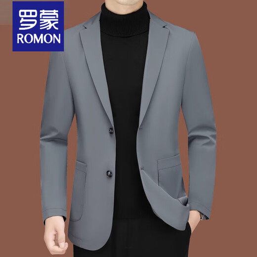 
ROMON casual suit men 2025 new men's suit middle-aged single spring and autumn jacket slim thin top suit jacket hiding blue ZJ9889 L 175
