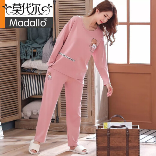 Pajama de manga larga de marca modal para mujeres en la primavera, otoño y verano, algodón dulce y linda ropa casera, gran tamaño, se puede usar fuera del traje, conejo plegable 831 m 80jin [Jin iguala 0.5 kg] -100jin [Jin equivale a 0.5 kg]