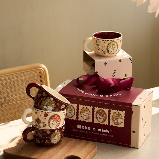 Siyue Cat Cup Set Ceramic Mug Coffee Cup Gift Box New Home Move-In New Wedding Engagement Gift for Best Friend