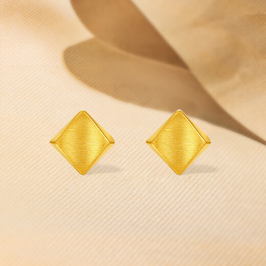 Saturday Blessing Yellow 18K Gold Earrings Women's Sweet Geometric Earrings as a Holiday Gift for Your Girlfriend 1 Pair