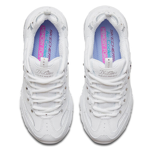 Skechers Chaussures féminines automne et hiver 2025 Nouvelles chaussures de panda en cuir épaisse semelles accordées papa chaussures blanches Sneakers décontractés non glissés 11979-WSL 35
