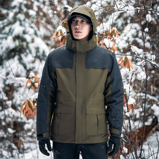 
Tuoluzer outdoor jacket for women three-in-one windproof waterproof jacket for men in autumn and winter couples hiking suit breathable and warm men women's gray-purple-fleece liner S