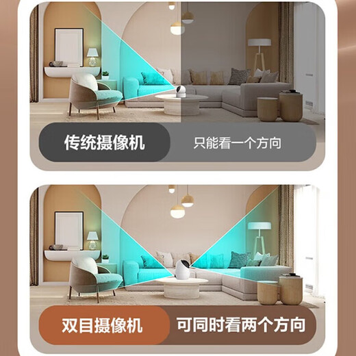 
Fluorite camera Xiaodou dual camera surveillance home wireless indoor 360-degree dialogue mobile phone remote dual camera 5 million + 5 million (voice call + one-click call) Camera + 128G memory card White
