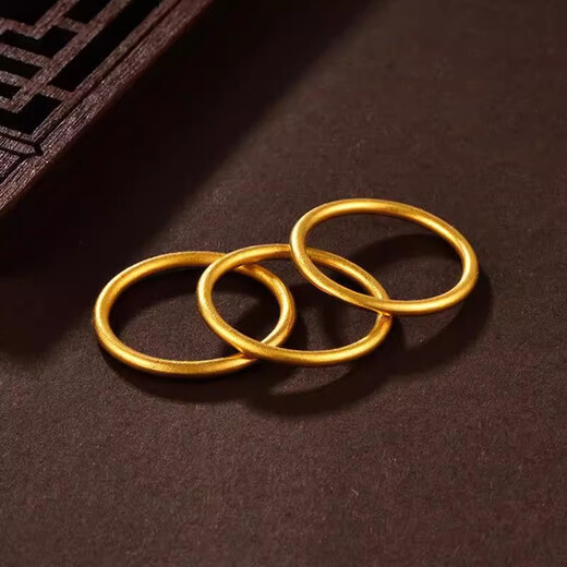 Oein plain ring ring for women ancient method inheritance simulation gold 18K gold ring plain ring niche design 2024 new trend J2 gold frosted No. 8