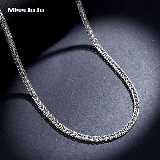 Miss JuJu pt950 platinum necklace for men and women, platinum necklace, clavicle chain, Chopard chain, thick style, thick sweater chain neck ornament, weight 17.2-17.4g, length 55cm, thickness 2.2mmM buckle