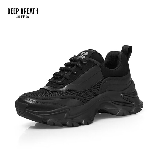 DEEP BREATH Deep Breath Women's Shoes Thick Sole Fashion Strap Curved Daddy Shoes Casual Shoes AX12242 Black 37