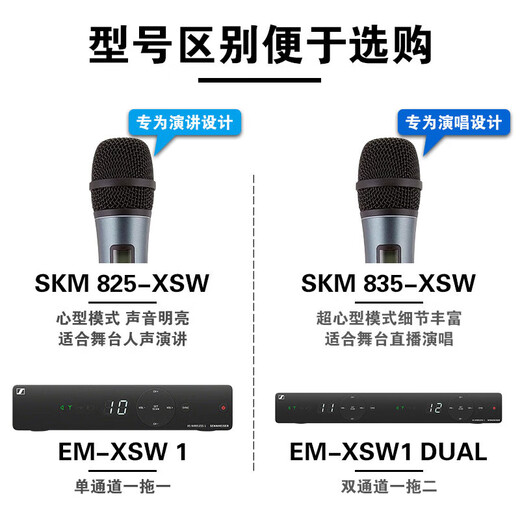 Sennheiser XSW1-825 835 Dual Eins-zu-Zwei-zu-zwei-zu-Zwei-zu-Microfon-Mikrofon-Karaoke-Live-Aufnahme Sanging Mikrofon XSW1-835