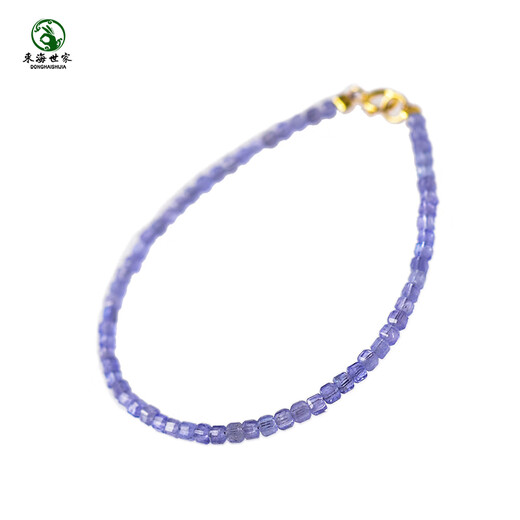 Excellent tanzanite bracelet for women, East China Sea crystal agate, jade, small sugar cubes, loose beads bracelet, blue gemstone bracelet, bead diameter about 2mm - hand circumference about 14cm