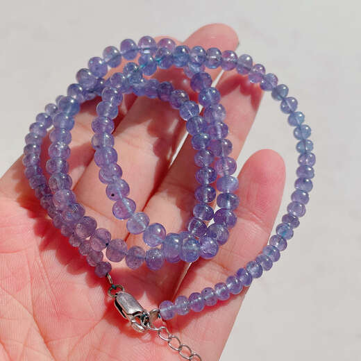 DRJEFUN tanzanite plain abacus bead necklace colorful gift for elders clavicle chain large particles