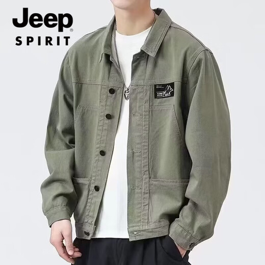 JEEP SPIRIT吉普外套男款春秋2025新款衬衫翻领秋装男士工装夹克初秋褂子上衣 JEEP【升级版】K12806黑色 L 【建议110-128斤】
