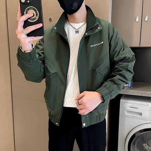 Changden high-end workwear jacket men's spring and autumn trendy brand handsome embroidered jacket 2025 autumn and winter men's autumn top black G1450 XL