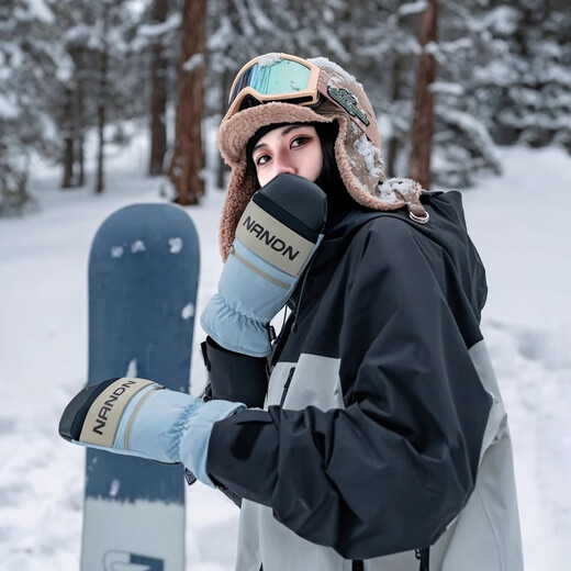
Nan'en NANDN wear-resistant waterproof and warm cycling gloves stuffy single and double snowboard gloves men and women NS5009 light pink M