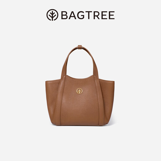 BAGTREE【明星同款】包包树晚枫小包植鞣牛皮托特女包新款斜挎通勤手提包 橡果色 高级小众