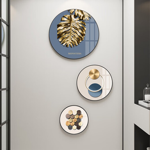 Chengpian living room abstract art background wall decoration painting round hanging painting modern simple tea room mural high-end living room painting K11304 60*40*30 1.5-2.5 meter wall high-definition crystal picture + classic black PVC edging