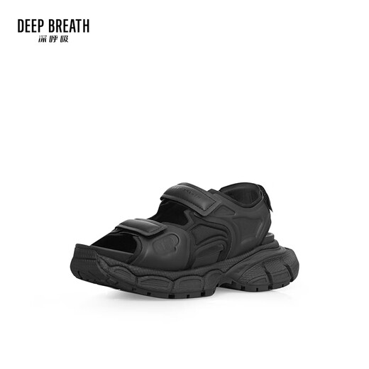 Deep Atem Tief Atem Frauenschuhe lässige Klettverteiler Dicke alleinige Sandalen Frauen AX14110 Schwarz 36