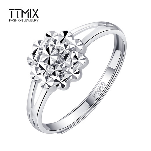 TTMIX platinum ring pt950 petal platinum ring live ring imitation diamond design birthday gift for girlfriend 4.1-4.3g