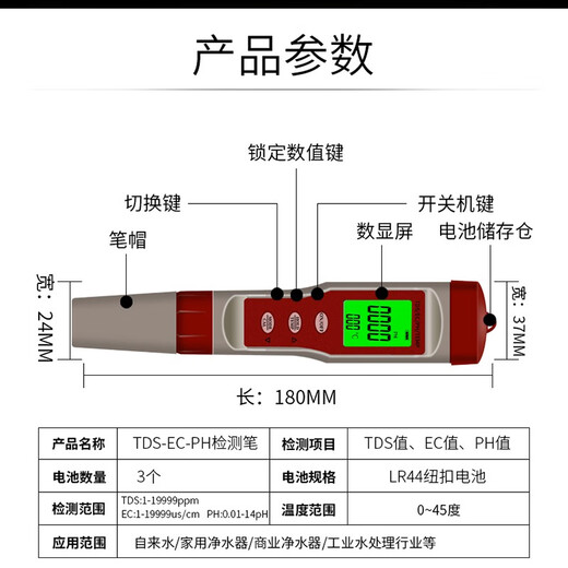 XMSJ Pen de detección de calidad de agua multifuncional personalizado Ph Ph Meder de acidez TDS Conductividad Temperatura Salinidad Inspección de pescado Flight 9901 TDS/PH/Temperatura Tres en uno