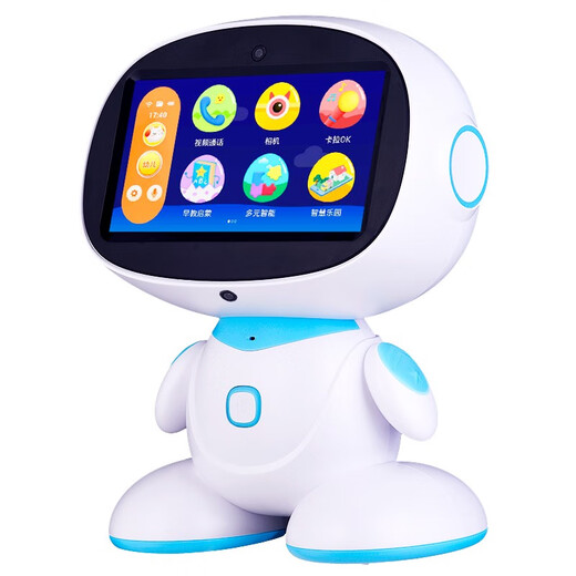 Congbeixing Kinder intelligenter Roboter-Lernmaschine Baby WiFi Dialog Dialog Frühschulmaschine Kindermaschine Spielzeug Geschenk Android Wake-up App Version Blau 64G+Dual-Mikrofon+