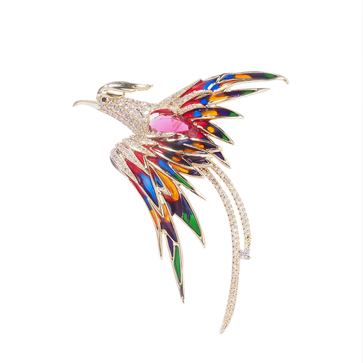 Juke high-end phoenix brooch 2025 new fashion light luxury niche corsage brooch high-end suit female temperament accessories Korean version phoenix brooch green