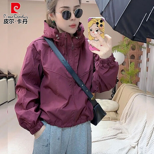 皮尔卡丹（pierre cardin）欧货休闲双拉链连帽夹棉冲锋衣女2025春秋新款百搭长袖夹克外套女 白色 M 85-115斤