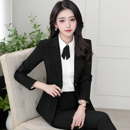 Troman black business attire women's suit suit temperament commuting formal interview business suit jacket work clothes