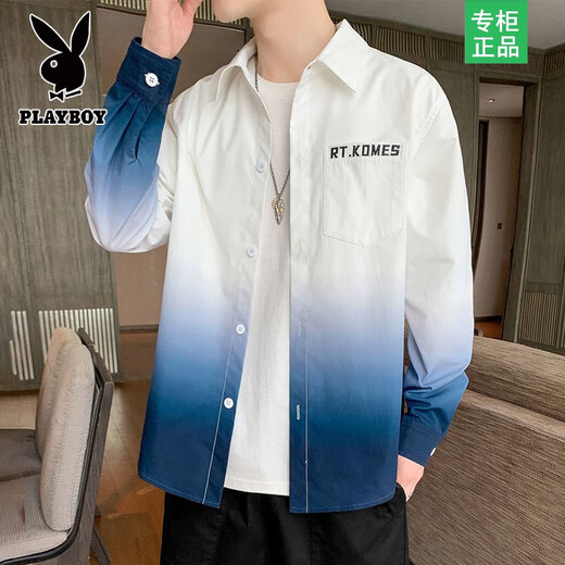Playboy 2025 Langarmes Hemd Herren Frühling und Sommer Lose Dünnmantel koreanischer Stil Trendy Casual Ins Trendy Brand Sonnenschutzhemd 680 Hellgrau + 679 Hellblau XL [Vorgeschlagen 115-130jin [Jin gleich 0,5 kg]]]