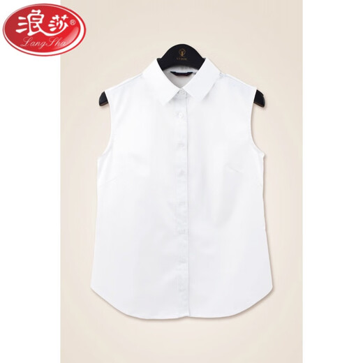 LangSha cotton white sleeveless bottoming white shirt women's autumn and winter French shirt layered with vest top vest shirt white-point-collar L (recommended 95-105Jin Jin equals about 0.5 kg)