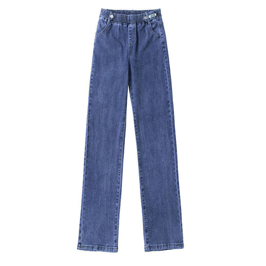 Paijisha-Jeans für Frauen im Frühjahr und Sommer mit hoher T-Taisten lose Frauenhosen 2025 neue Weitbeinhosen, damit sie schlanke und vielseitige lange Hosen 7027# Lichtfarbe [Elastizität] L 107-117jin [Jin gleich 0,5 kg] aussehen lassen.