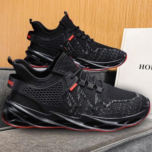 2025 Neue lässige Schuhe Herren atmungsaktive dünne Schuhe Herren trendige Netzschuhe Sportschuhe Laufschuhe Blade Schuhe Schwarz und Blau 38