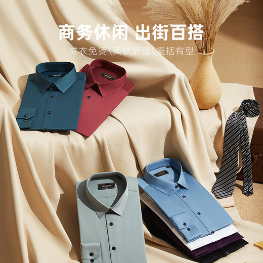 雅戈尔（YOUNGOR）长袖衬衫男白色DP免烫衬衫棉弹面料微弹柔软丝滑新品 GLDD100217AFY黑色 39