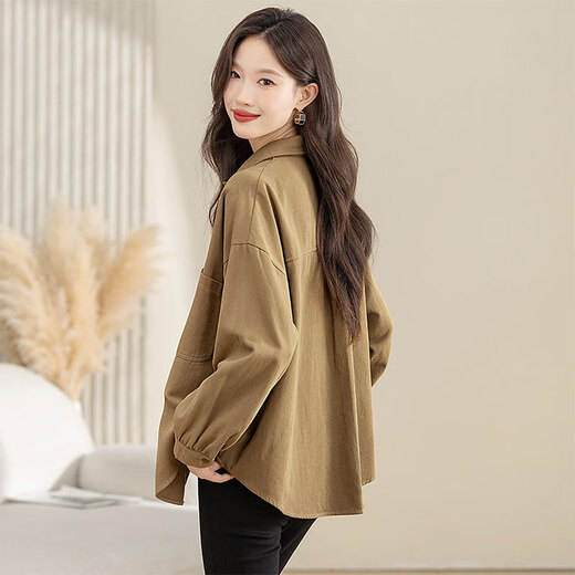 Cypress Shirt Loose 2025 Autumn New Women's Fashion Lapa de moda sencillo Camiseta informal