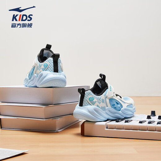 Hongxing Erke (ERKE) children's shoes for men and women, large and small, children's sandals, children's hollow beach frame shoes, light blue/microcrystalline white 32